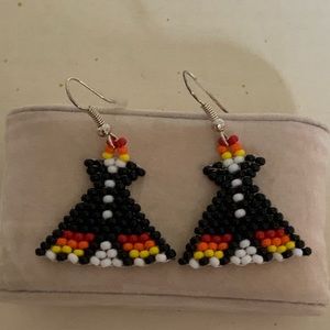 NATIVE AMERICAN BEADED LITTLE DRESS EARRINGS